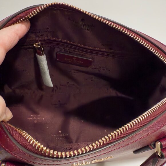 Kate Spade New York Madison Large Dolly Duffle Crossbody Bag Purse Burgundy Gold - Picture 12 of 13